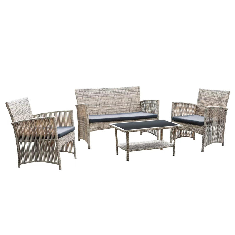 Ensemble de conversation d'extérieur pour quatre personnes avec coussins