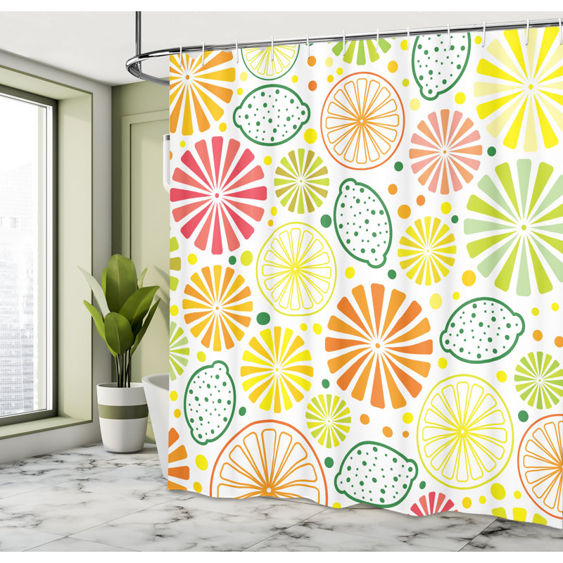 Dakota Fields Lemons Shower Curtain Tropical Clementine Multicolor, 70"H x 69"W