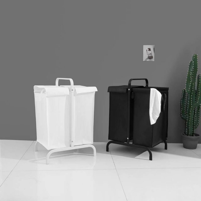 Grand panier à linge 110L à 2 niveaux avec couvercle et cartes de tri Oxford, idéal pour le rangement des vêtements et des jouets