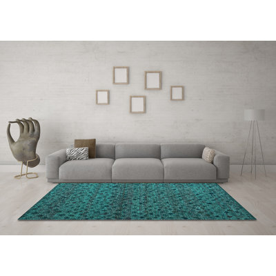 Tapis turquoise lavable à la machine Abstract 5361