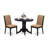 3 Piece Modern Dining Table Set Contains a Round Kitchen Table with Pedestal and 2 Light Sable Linen Fabric Parson Dining Chairs, Black-1016318744-1016318749-1016298712
