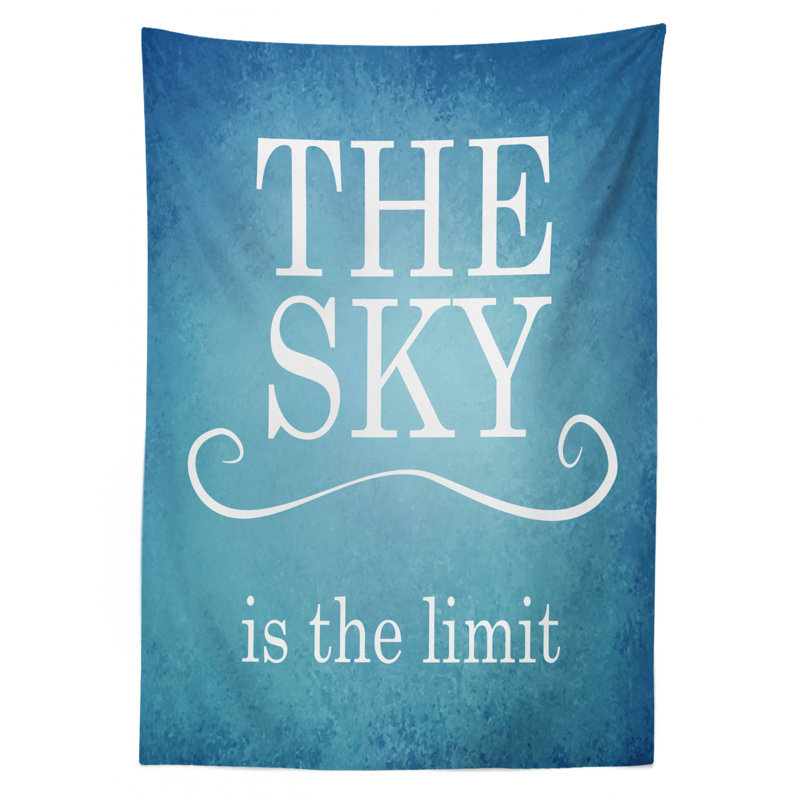 Nappe ambesonne, ciel est limit message typographique message de motivation simple, housse de table rectangulaire pour la cuisine de salle à manger décoration, 52 po x 70 po, blanc bleu