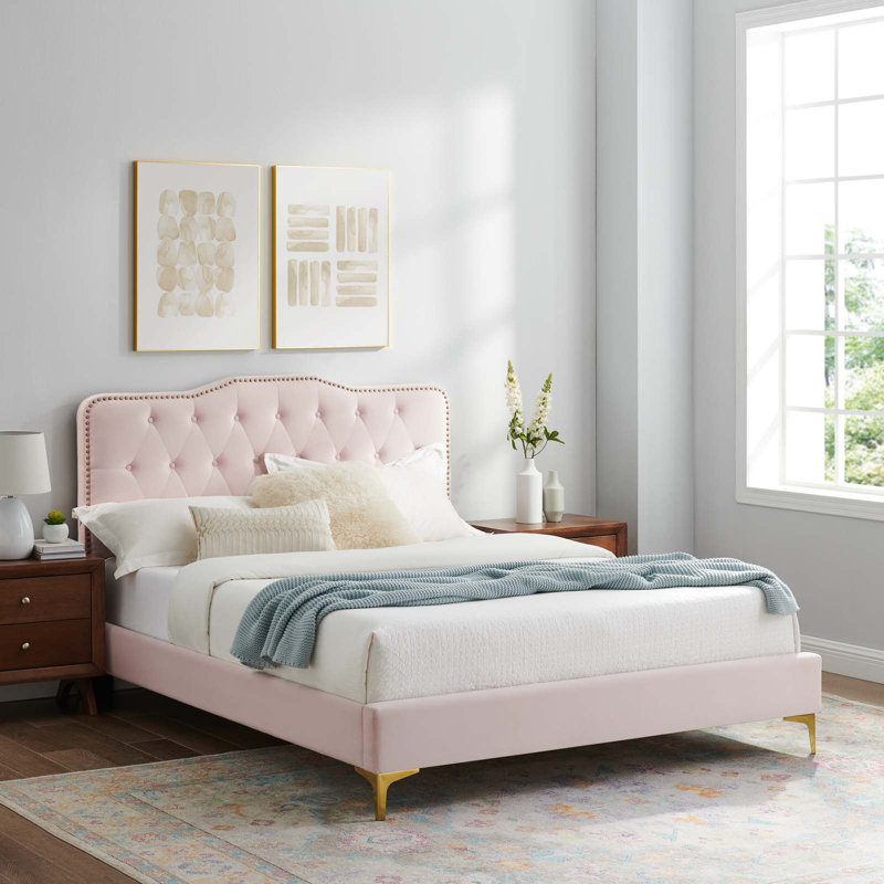 Modway Amber Platform Bed, Queen, Pink