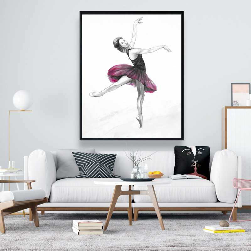 Small Pink Ballerina Print On Canvas