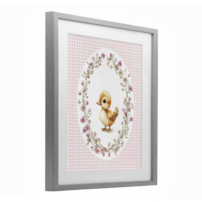 «Spring Gingham Duckling», reproduction d'art encadrée sous verre, design par Christine Simpson