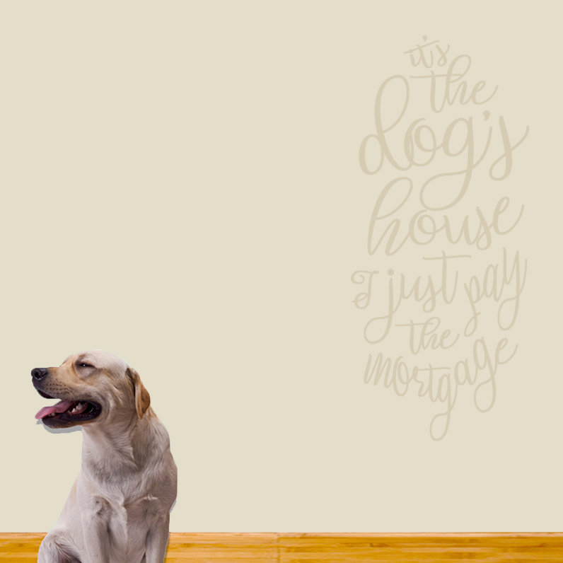 Décalcomanie murale "the dog house", Beige clair