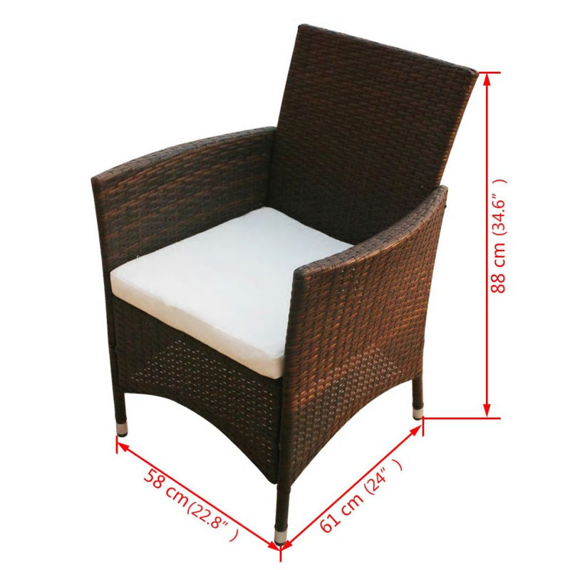 Ensemble de salle à manger de patio, Brun