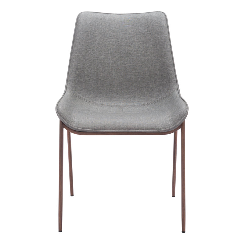Slate Gray and Walnut Low Side Chair with Metal Frame