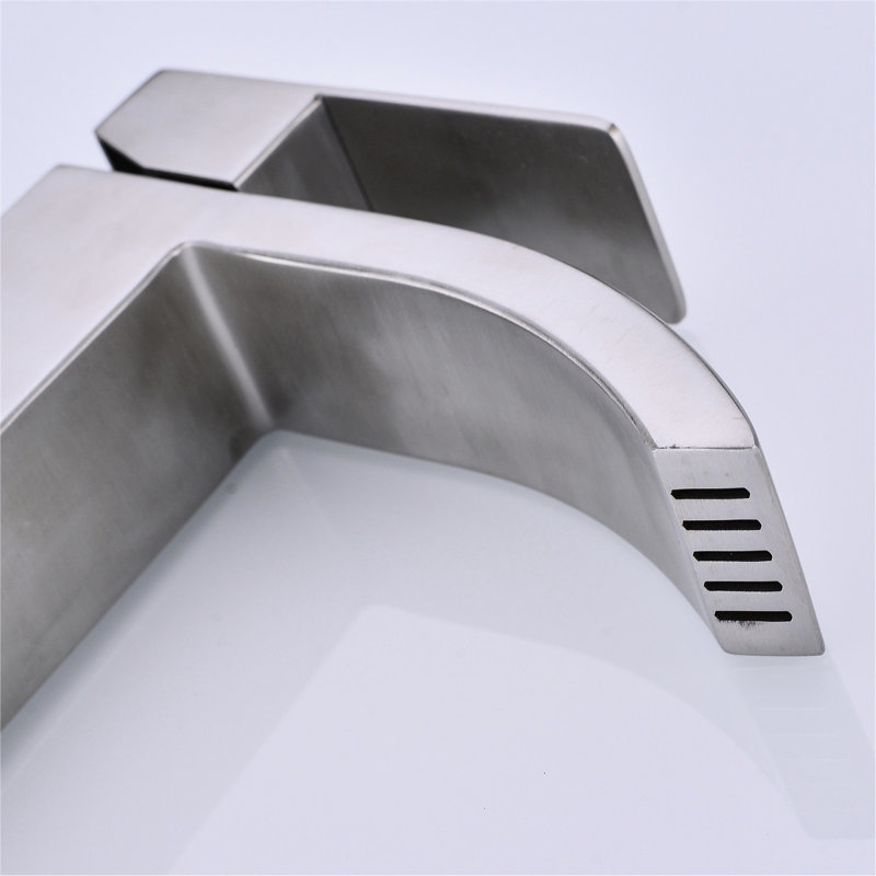 Bathroom Sink Faucet With Waterfall - Style Spout, Single Handle Control, Pop Up Drain Thickened Gasket, Brushed Nickel Finish, Rust Spout And For Overflow Sinks, Simple Installation Kit Provided