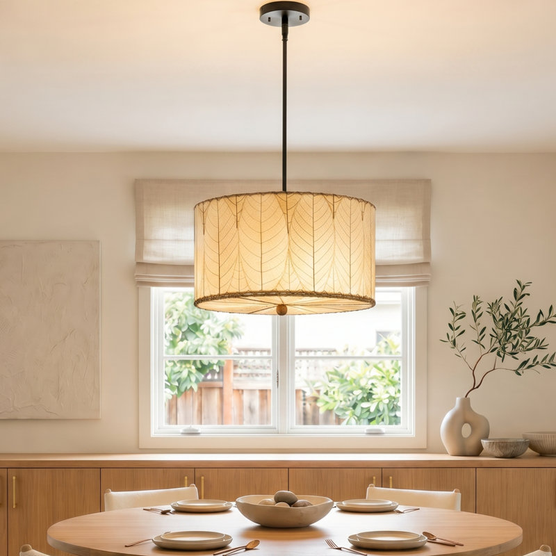 Quintan 3 - Light Drum Chandelier, Natural, 10"H x 18" W