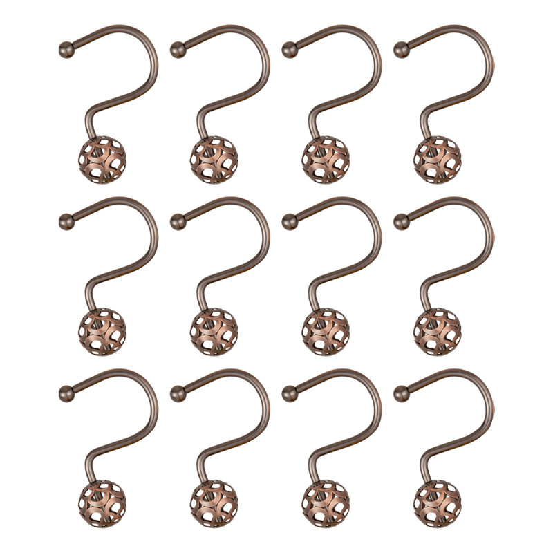 Crochets de rideau de douche pour salle de bain, Bronze