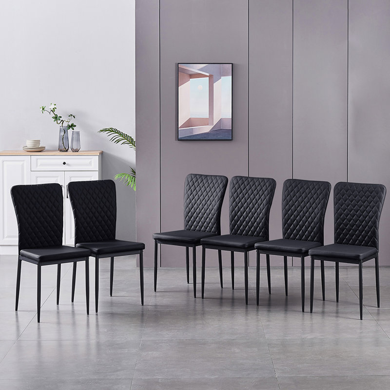 Lelania Modern Faux Leather Upholstered Dining Chairs, Black