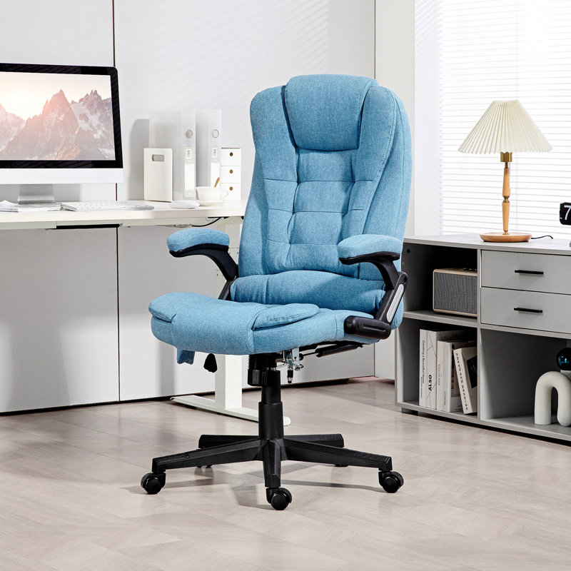 Chaise de bureau Milenja, Velours bleu clair