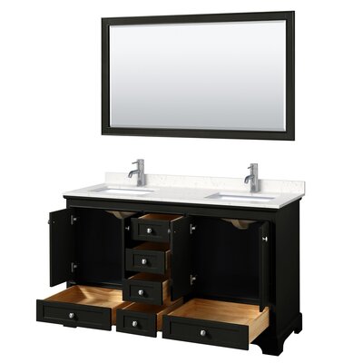 Deborah 60"" Double Bathroom Vanity Set with Mirror -  Wyndham Collection, WCS202060DDEC2UNSM58