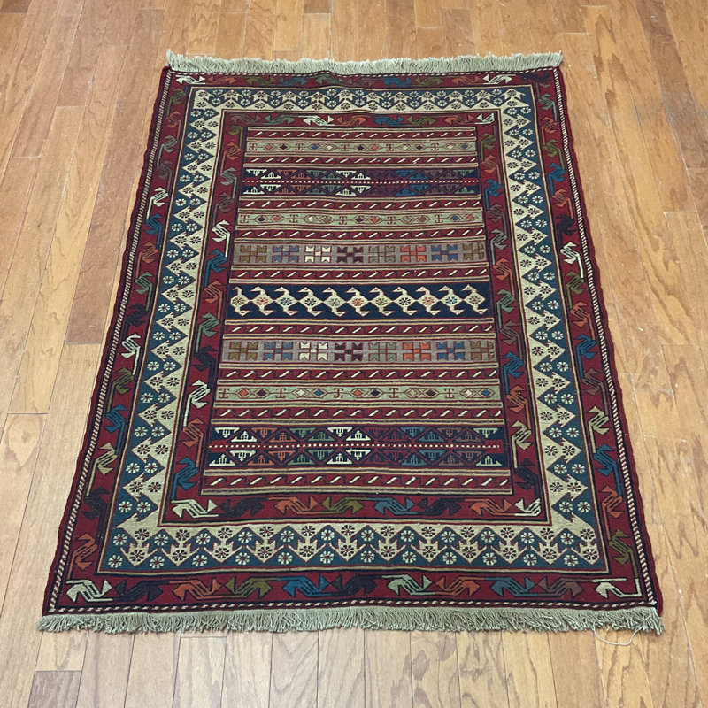 Tapis en laine Soumak fabriqué à la main