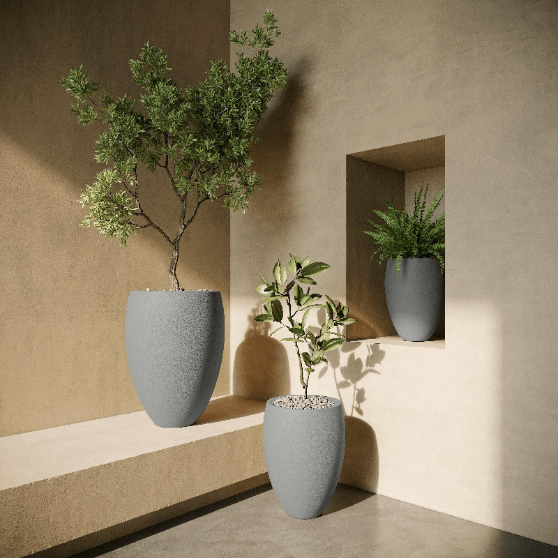 Brandy Concrete Planter, Dover Blue, 28" H x 22" W x 22" D