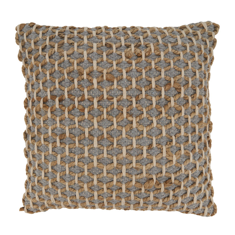 Islander Collection Cotton Throw Pillow, Gray, Pillow Cover Only - No Insert, 18"H x 18"W