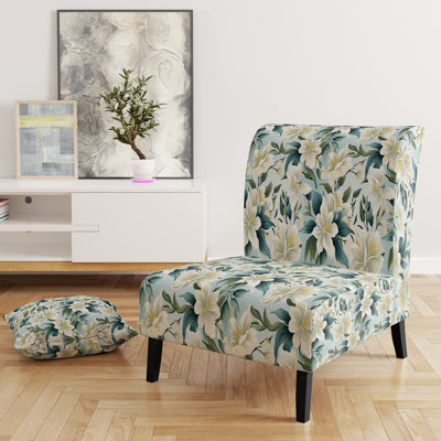 Coastal Neutrals Tropical Motif - Fauteuil de chambre rembourré Coastal, fauteuil d'appoint feuilles tropicales