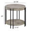Table de bout ronde avec pieds en métal et rangement en forme de salon brun noir et brun clair