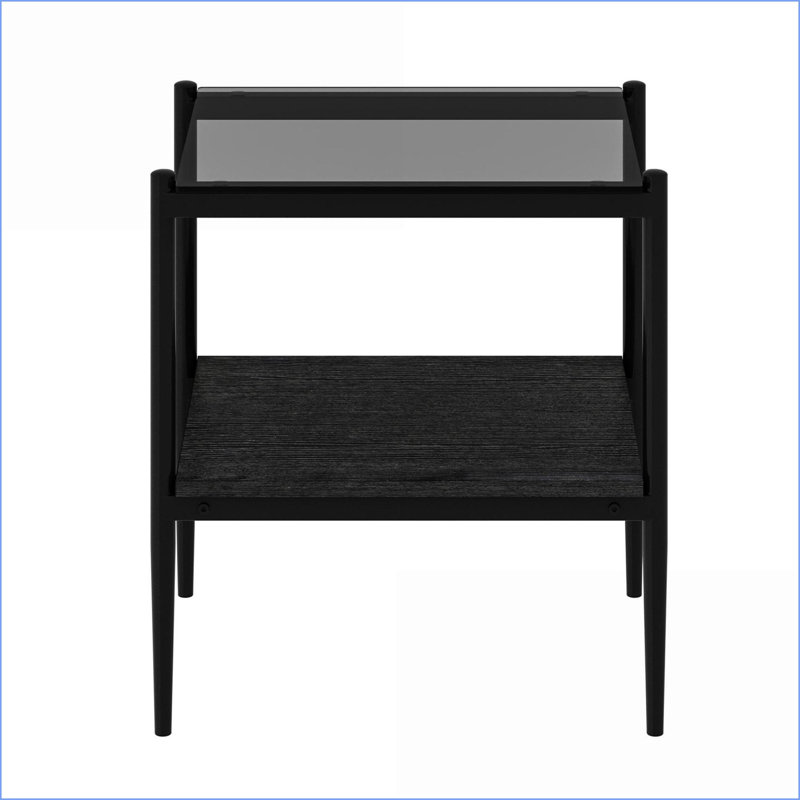 Ensemble de 2 tables basses en verre trempé gris avec pieds en fer, facile à nettoyer et amp; Gain de place pour le salon