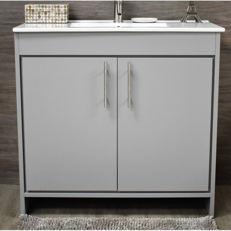 Ensemble de meuble-lavabo simple 36" Amrooti, Gris