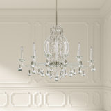 Siena 10 Light 40.5in x 30in Chandelier with Crystal Tusks in Antique Silver with Clear Radiance Crystals