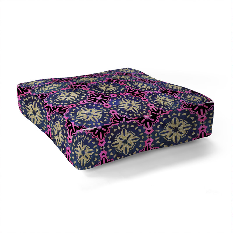 Boho Medallion Square Cushion with Filling, Gray/Pink