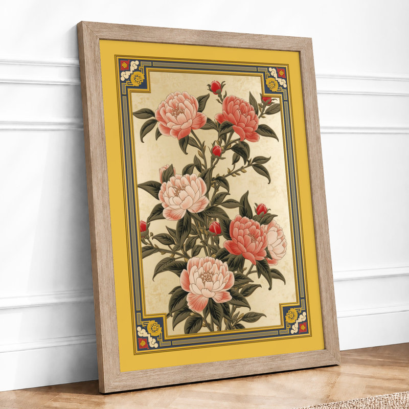 Peony Botanica Botanical - Framed Print, Oak, A3 - 42.0 x 29.7 cm