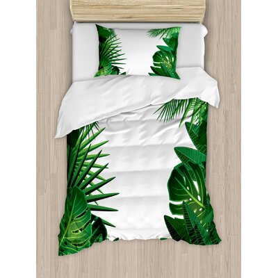 Green/White Microfiber Modern & Contemporary Duvet Cover Set -  Ambesonne, nev_13294_twin