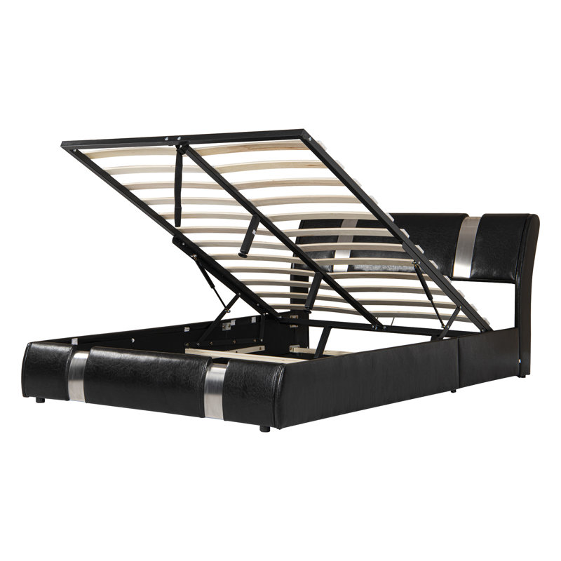 Lit plateforme avec rangement, Noir, Grand