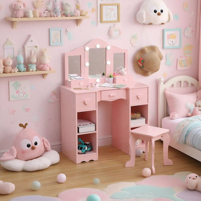 Ensemble coiffeuse Princess, Rose