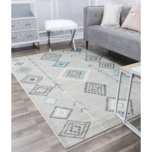 Bodrum Tribal Native Turquoise Area Rug