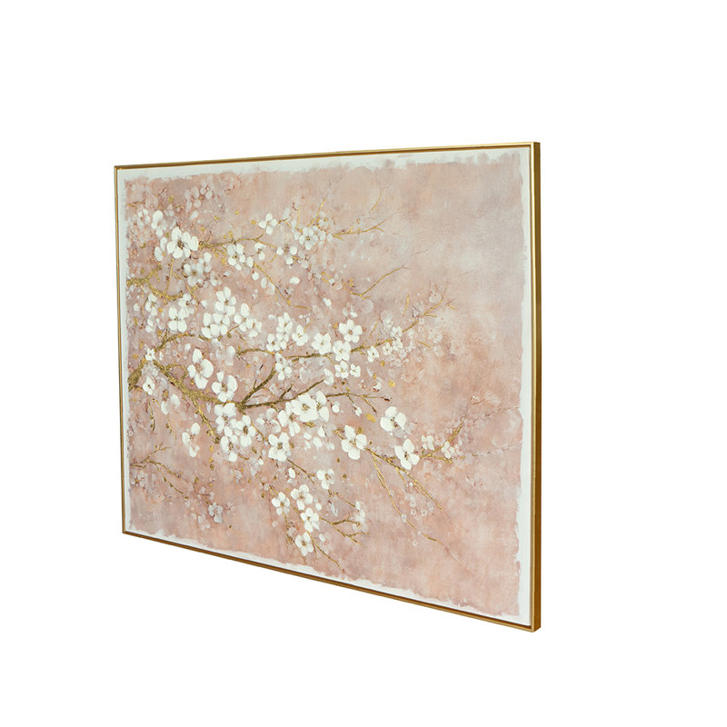 59 x 47 po, peinture florale à la main sur toile avec cadre