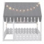 Lit de sol pour enfants d'inspiration Montessori avec barrière de sécurité, auvent, éclairage et trois compartiments de rangement-313865489-313865488