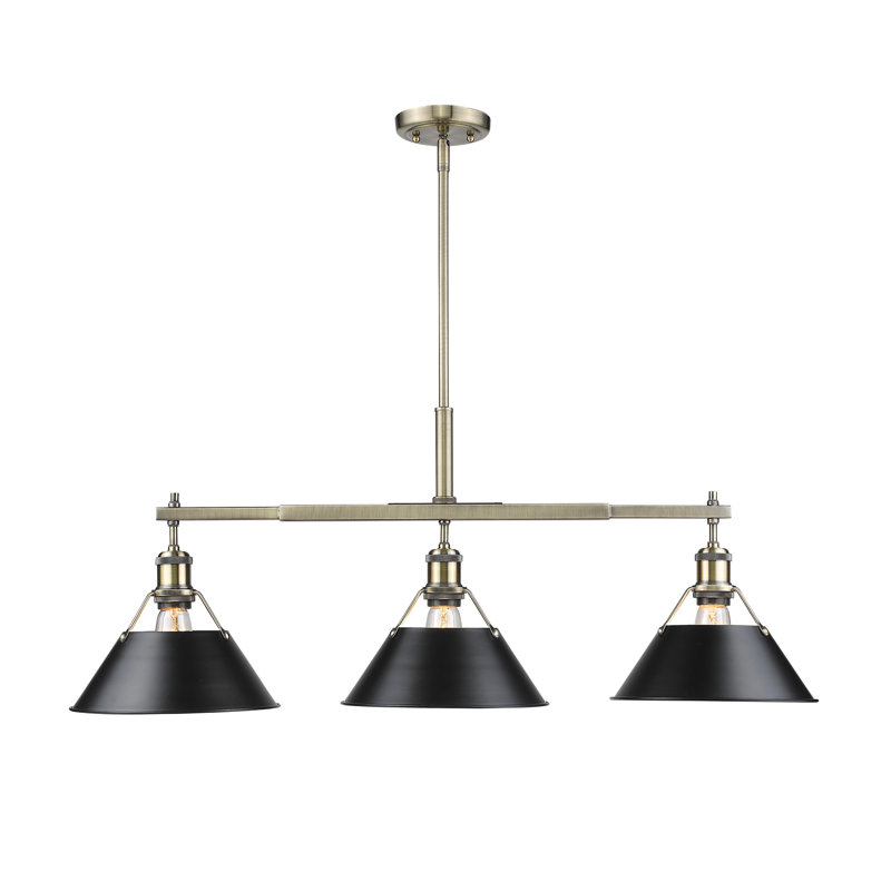 Bisto 3 - Light Kitchen Island Pendant, Aged Brass, Black