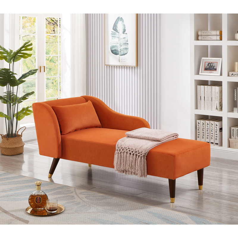 Chaise longue rembourrée Tennielle, Velours orange