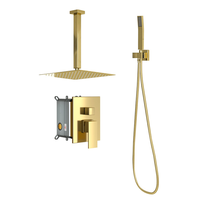 Topcraft 10-Inch Ceiling Mount Square Shower System With Rough-In Valve