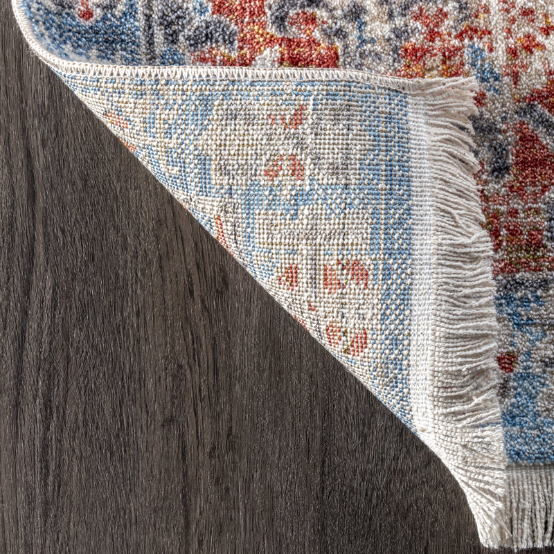 Afreena Oriental Blue/Orange Area Rug, Rectangle 9' x 12'