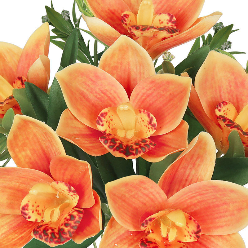 Arrangement de tiges d'orchidées, de buissons et de jets, Orange