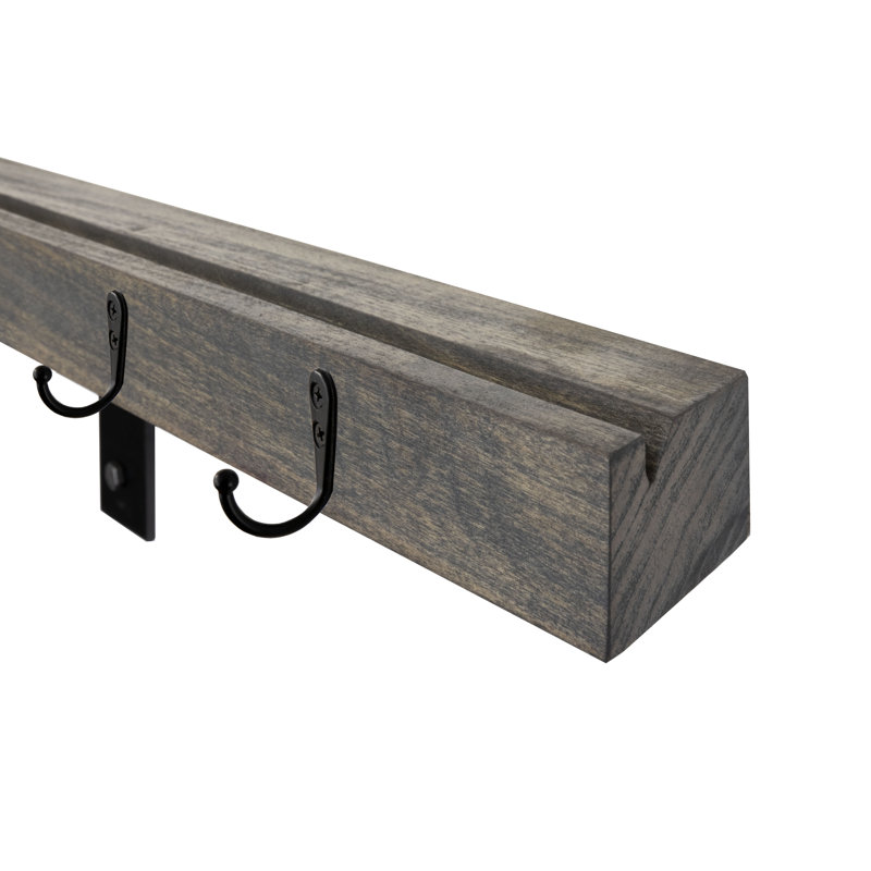 Rayne Plate Display Shelves With Hooks, Carbon Gray, 36/3/2