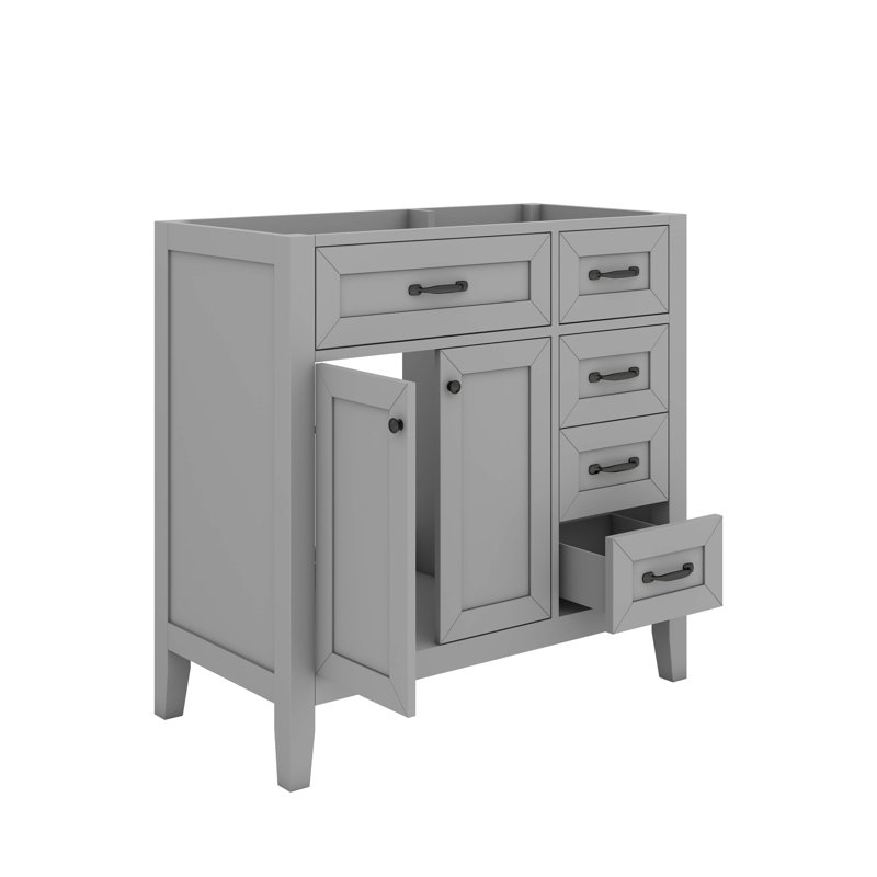 Meuble-lavabo simple 36 po avec tiroirs pratiques, Gris