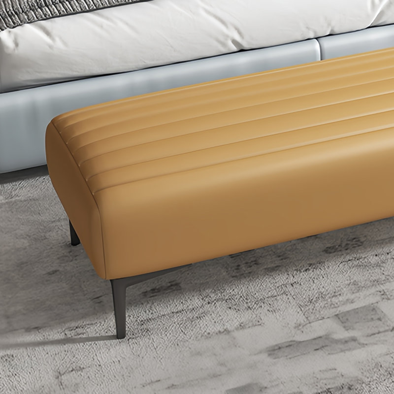 Banc rembourré en cuir Eribella, Orange, H 16,92 po x l 70,86 po x P 19,68 po