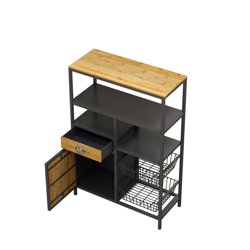 Étagère de rangement polyvalente, avec armoire à tiroirs et deux paniers de rangement, pour le salon, le bureau à domicile, la cuisine - H 46,85 po x l 31,69 po x P 13,19 po