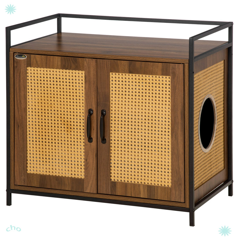 Grande table de bout pour litière pour chat avec armoire de rangement cachée