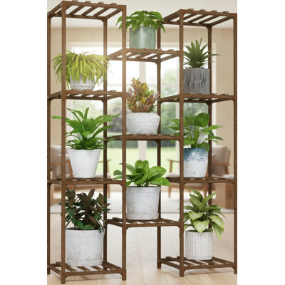 This Large Wooden Tall Plant Stand Can Be Used Both Indoors And Outdoors, Accommodating Up To 11 Potted Plants. It Is Suitable For Placement In The Li by Arlmont & Co.