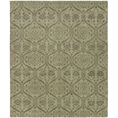 Tapis gris en laine noué à la main Mcallister