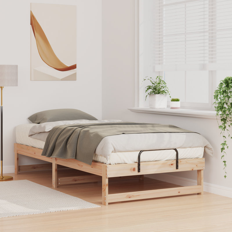 Bed Frame With Carry Handles Solid Pine Wood, Brown, Small Single (2'6)