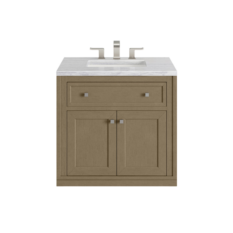 Chicago 30'' W Single Vanity, Eternal Jasmine Pearl, 8" Widespread, Walnut Whisper