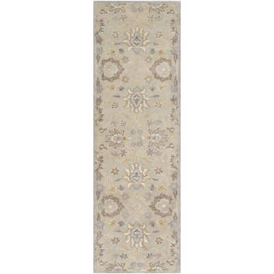 Tapis en laine touffeté à la main à motif oriental gris clair / kaki / crème Camden