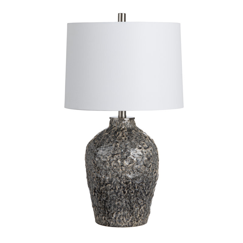 27.5"H Blue Gray Textured Ceramic Table Lamp With Shade
